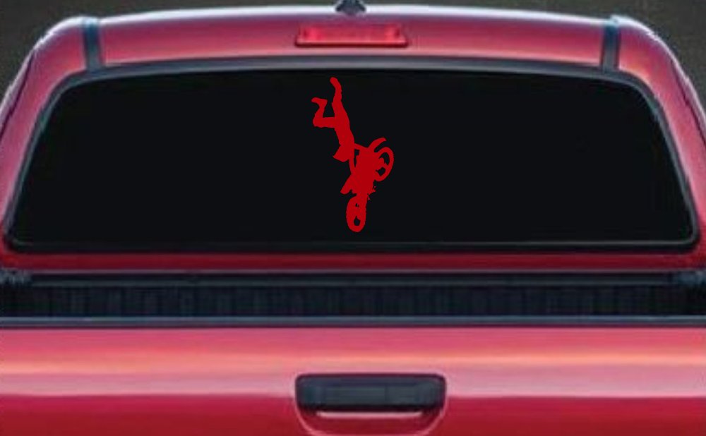 Moto X Freestyle Trick Car or Truck Window Decal Sticker (Red)