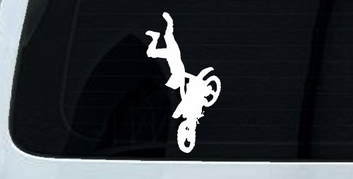 Moto X Freestyle Trick Car or Truck Window Decal Sticker (White)