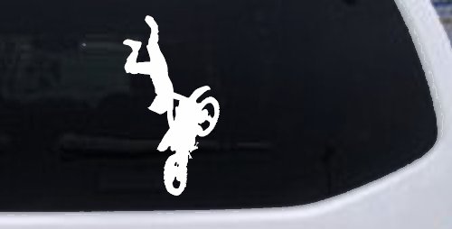 Moto X Freestyle Trick Car or Truck Window Decal Sticker (White)