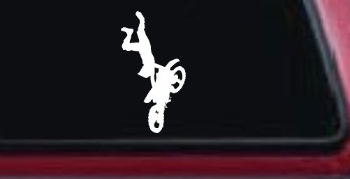Moto X Freestyle Trick Decal Sticker for Car Truck Window (White)