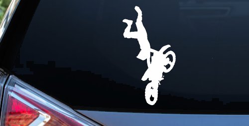 Moto X Freestyle Trick Car or Truck Window Decal Sticker (White)