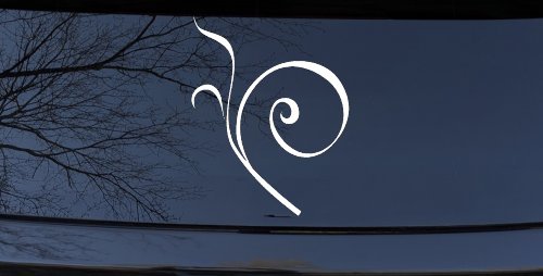 Curly Swirl Car or Truck Window Decal Sticker (White)
