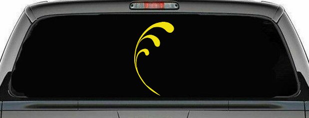 3 Leaf Swirl Car or Truck Window Decal Sticker (Yellow)