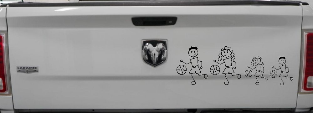 Basketball Stick Family Car or Truck Window Decal Sticker (Black)