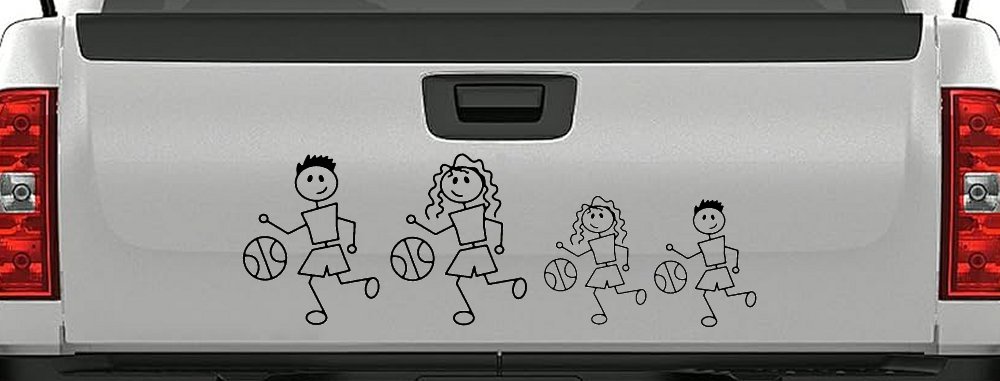 Basketball Stick Family Decal Car Truck Window Vinyl Sticker (Black)