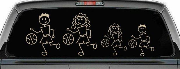 Basketball Stick Family Car or Truck Window Decal Sticker (Desert Sand)
