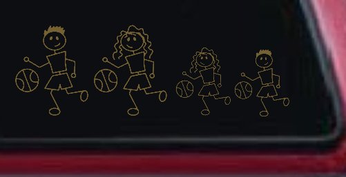Basketball Stick Family Car or Truck Window Decal Sticker (Gold)
