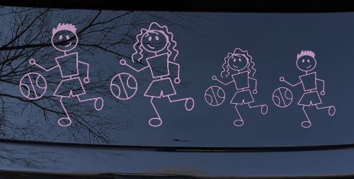 Basketball Stick Family Car or Truck Window Decal Sticker (Lilac)