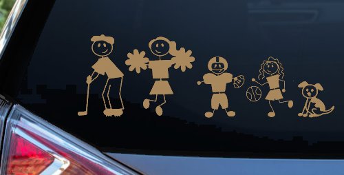 Golfing Dad Stick Family Car or Truck Window Decal Sticker (Light Brown)