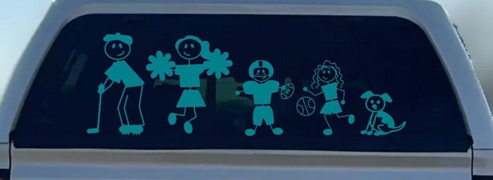 Golfing Dad Stick Family Car or Truck Window Decal Sticker (Turquoise Blue)