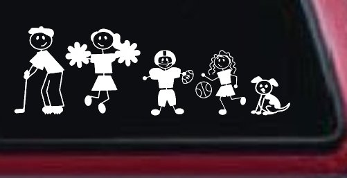 Golfing Dad Stick Family Decal Car Truck Window Vinyl Sticker (White)
