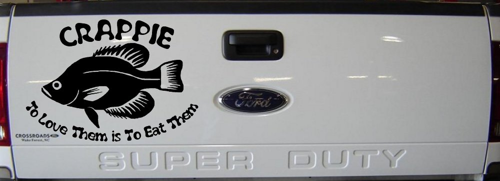 Crappie Fishing To Love Them is to Eat Them Car or Truck Window Decal Sticker (Black)