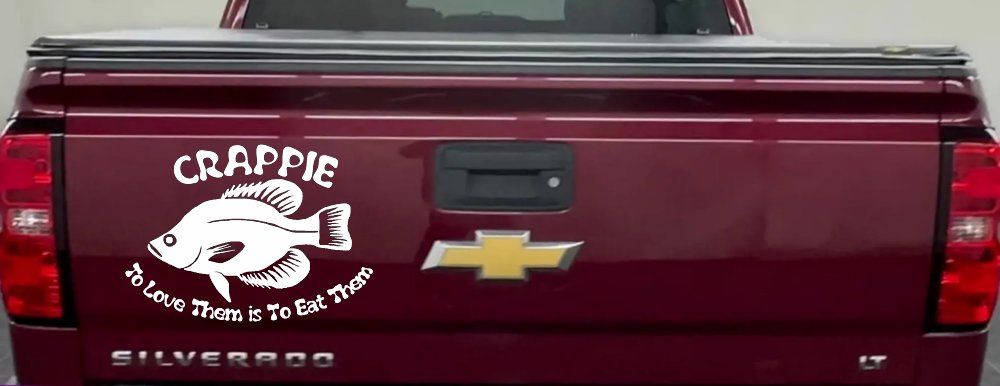Crappie Fishing To Love Them is to Eat Them Car or Truck Window Decal Sticker (White)