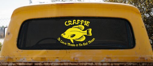 Crappie Fishing To Love Them is to Eat Them Car or Truck Window Decal Sticker