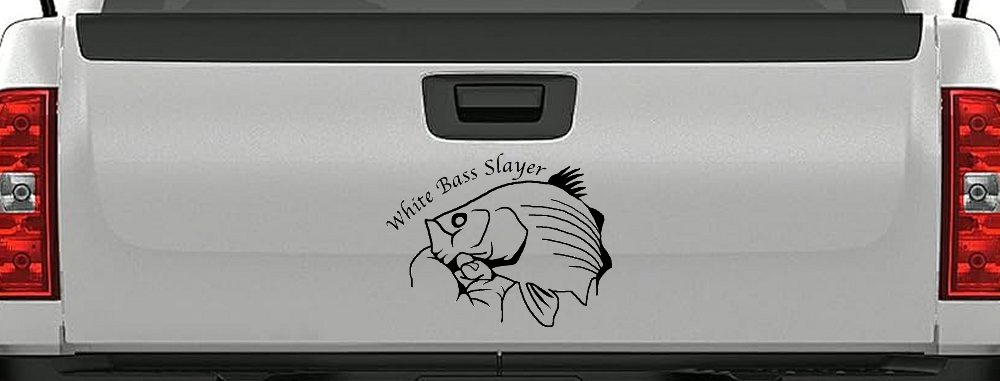 White Bass Slayer Decal for Car Truck Window Fishing Sticker (Black)