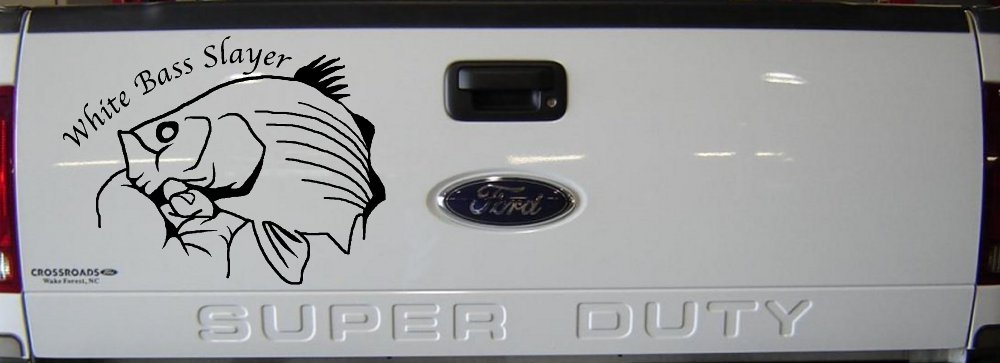 White Bass Slayer Fishing Car or Truck Window Decal Sticker