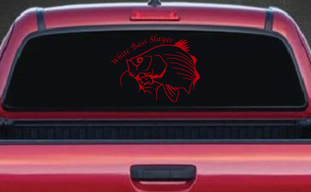 White Bass Slayer Fishing Car or Truck Window Decal Sticker