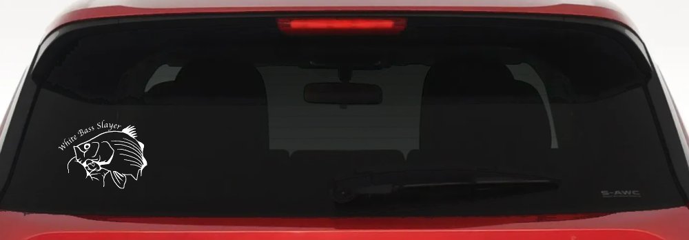 White Bass Slayer Decal for Car Truck Window Fishing Sticker (White)