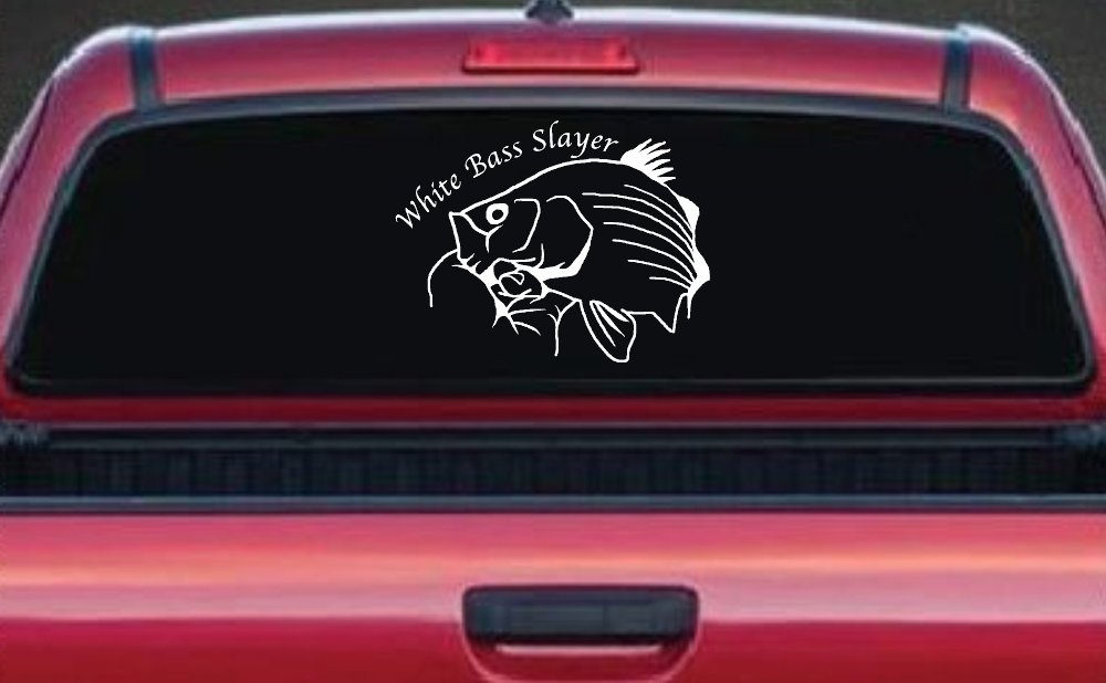 White Bass Slayer Fishing Car or Truck Window Decal Sticker