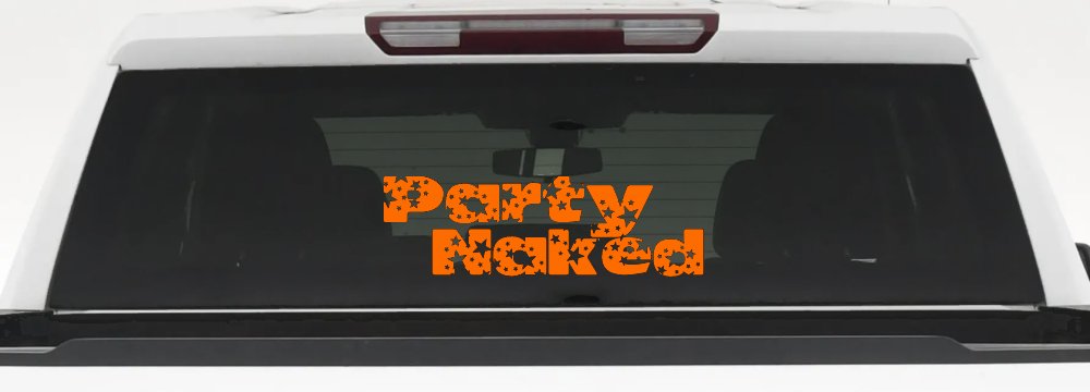 Party Naked Car or Truck Window Decal Sticker (Orange)