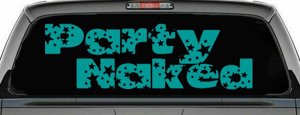 Party Naked Car or Truck Window Decal Sticker (Turquoise)