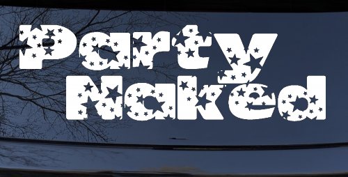 Party Naked Car or Truck Window Decal Sticker (White)