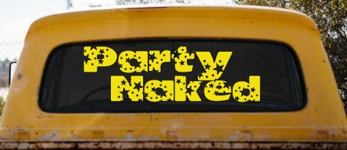 Party Naked Car or Truck Window Decal Sticker (Yellow)