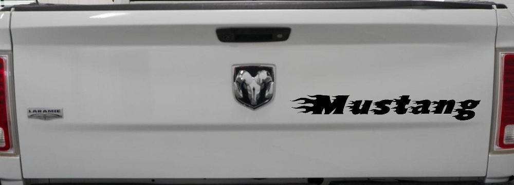 Flaming Mustang Racing Car Truck Window Vinyl Decal Sticker (Black)