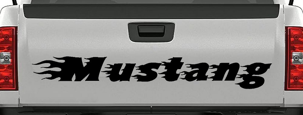 Flaming Mustang Racing Car or Truck Window Decal Sticker (Black)
