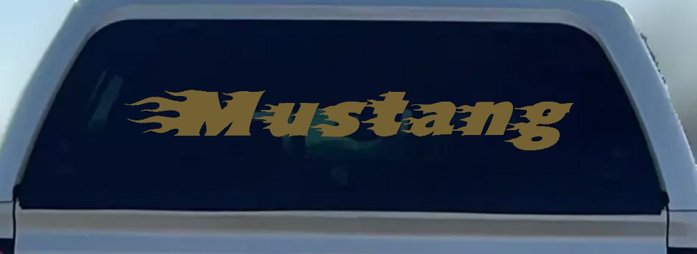 Flaming Mustang Racing Car or Truck Window Decal Sticker (Gold)