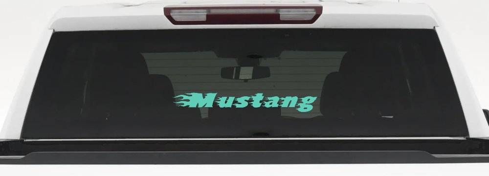 Flaming Mustang Racing Car or Truck Window Decal Sticker (Mint)