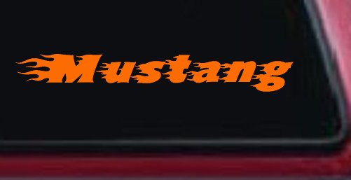 Flaming Mustang Racing Car or Truck Window Decal Sticker (Orange)