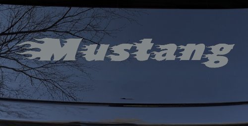 Flaming Mustang Racing Car or Truck Window Decal Sticker (Telegrey)