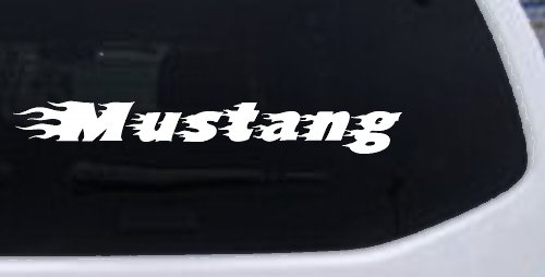 Flaming Mustang Racing Car Truck Window Vinyl Decal Sticker (White)