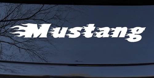 Flaming Mustang Racing Car or Truck Window Decal Sticker (White)