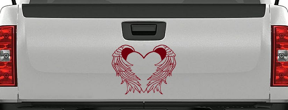 Heart With Angel Wings Christian Car or Truck Window Decal Sticker (Burgundy)