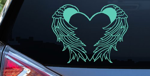 Heart With Angel Wings Christian Car or Truck Window Decal Sticker (Mint)