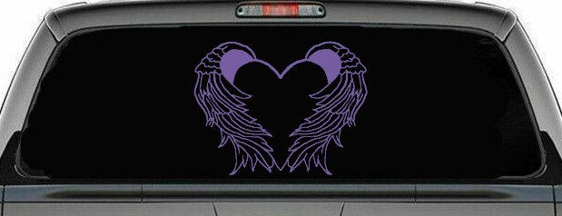 Christian Heart Angel Wings Decal for Car & Truck Windows (Purple)