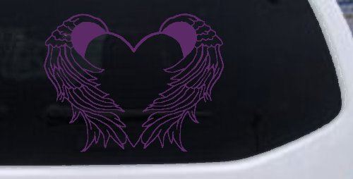 Heart With Angel Wings Christian Car or Truck Window Decal Sticker (Violet)