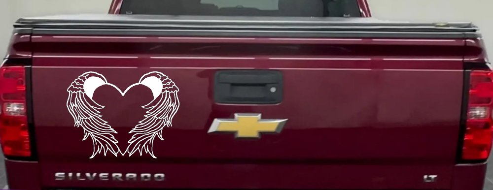 Heart With Angel Wings Christian Car or Truck Window Decal Sticker (White)