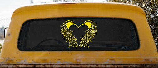 Heart With Angel Wings Christian Car or Truck Window Decal Sticker (Yellow)