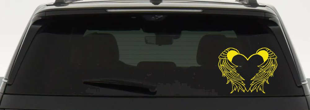 Heart With Angel Wings Christian Car or Truck Window Decal Sticker (Yellow)