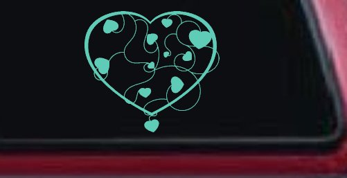 Heart With Vines Swirls Car or Truck Window Decal Sticker (Mint)