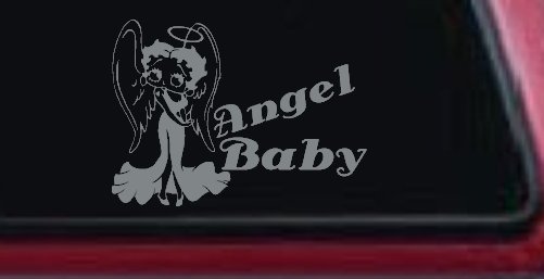 Betty Boop Angel Baby Lady Biker Car or Truck Window Decal Sticker (Telegrey)