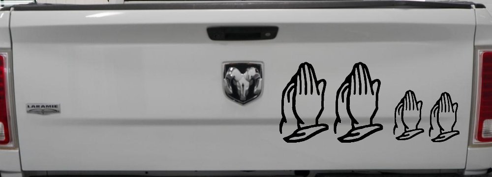 Praying Hands Christian Stick Family Car or Truck Window Decal Sticker (Black)