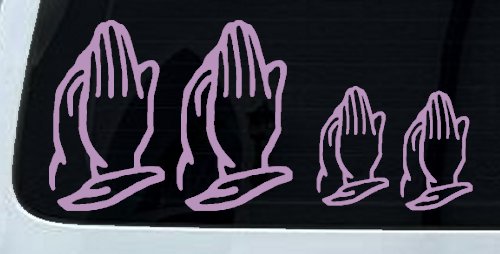 Praying Hands Christian Stick Family Car or Truck Window Decal Sticker (Lilac)