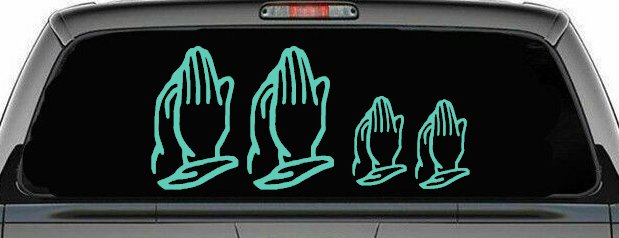 Praying Hands Christian Stick Family Car Decal Vinyl Sticker (Mint)