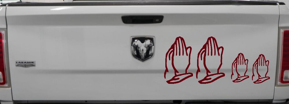Praying Hands Christian Stick Family Car or Truck Window Decal Sticker (Purple Red)