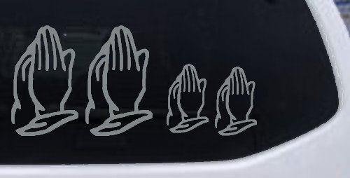 Praying Hands Christian Stick Family Car Decal Vinyl Sticker (Telegrey)