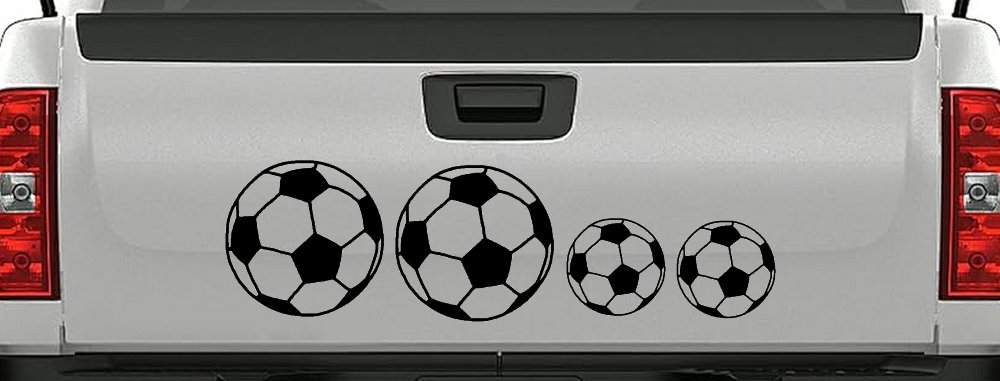 Soccer Ball Stick Family Car or Truck Window Decal Sticker (Black)